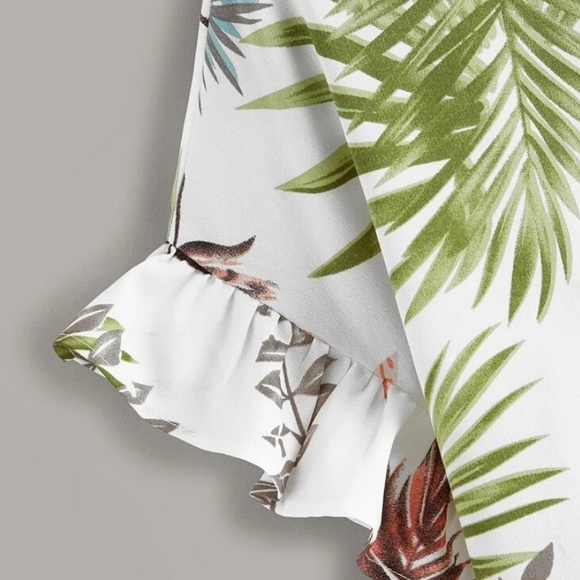 NEW| Peggy Ruffle Trim Tropical Top - Picture 2 of 4